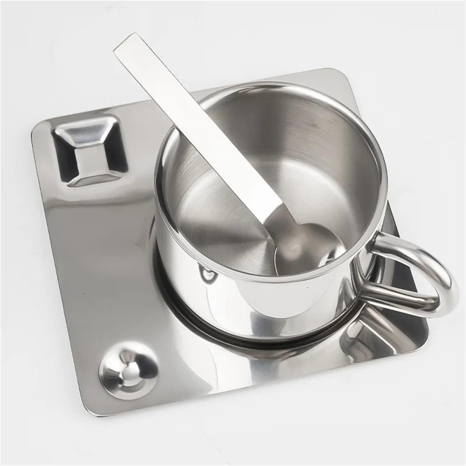 Juego de tazas café acero inoxidable 304, taza Simple, leche resistente al calor con platillo, cuchara, vajilla, 175ML Para café y bebidas