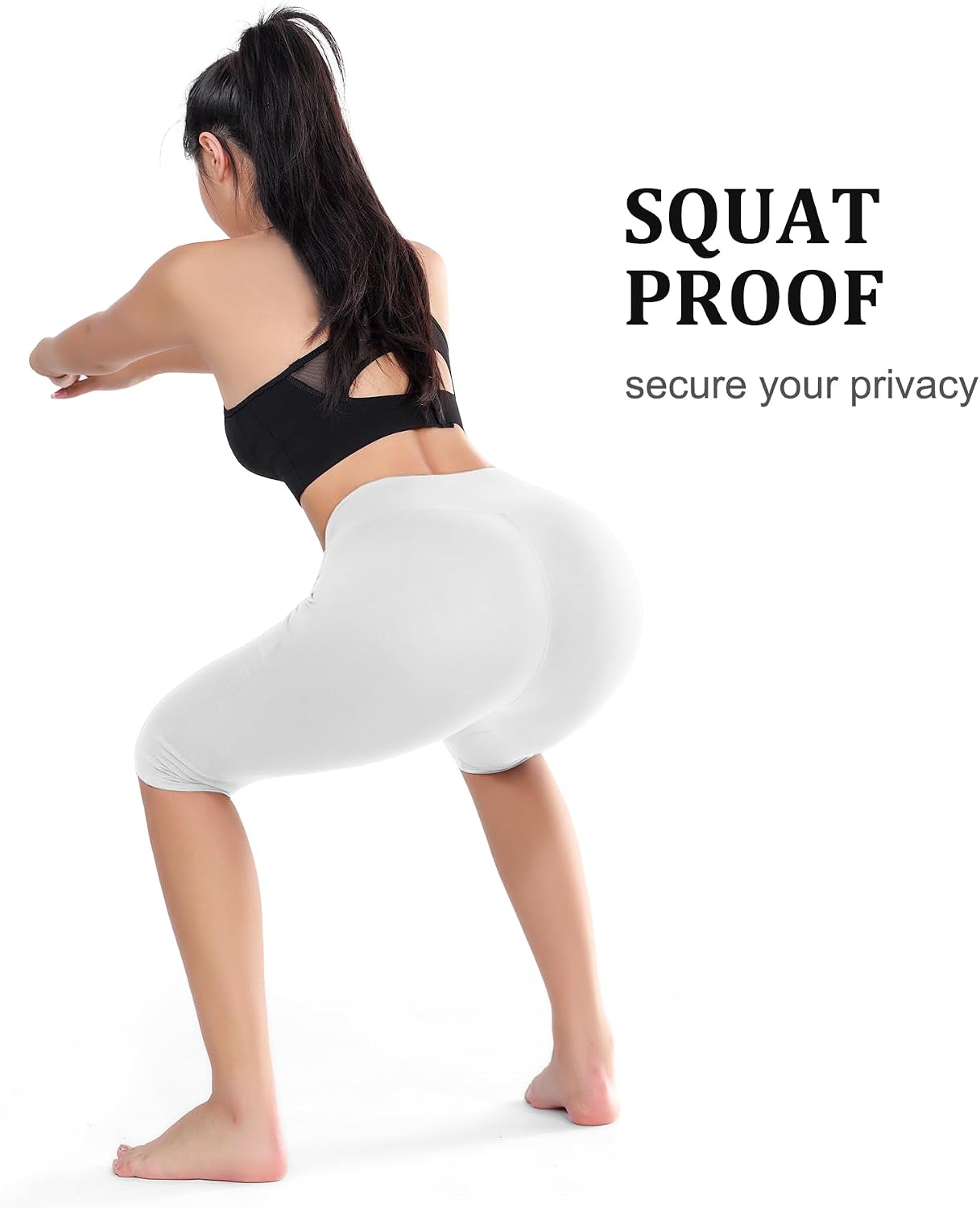 FULLSOFT 2 Pack Women's Knee-Length Leggings -High Waist Capri Biker Shorts -Workout Casual Summer Yoga Leggings