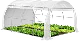 VOUNOT® Serre de Jardin Tunnel 300x400x200cm en Acier Galvanisé PE Haute densité 140 g/m² 12m2 Anti-UV avec Zip Enroulables Idéale pour Toutes Saisons - 1