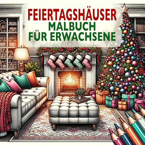 Feiertagshäuser Malbuch für Erwachsene: Festliche Gemütliche Häuser...