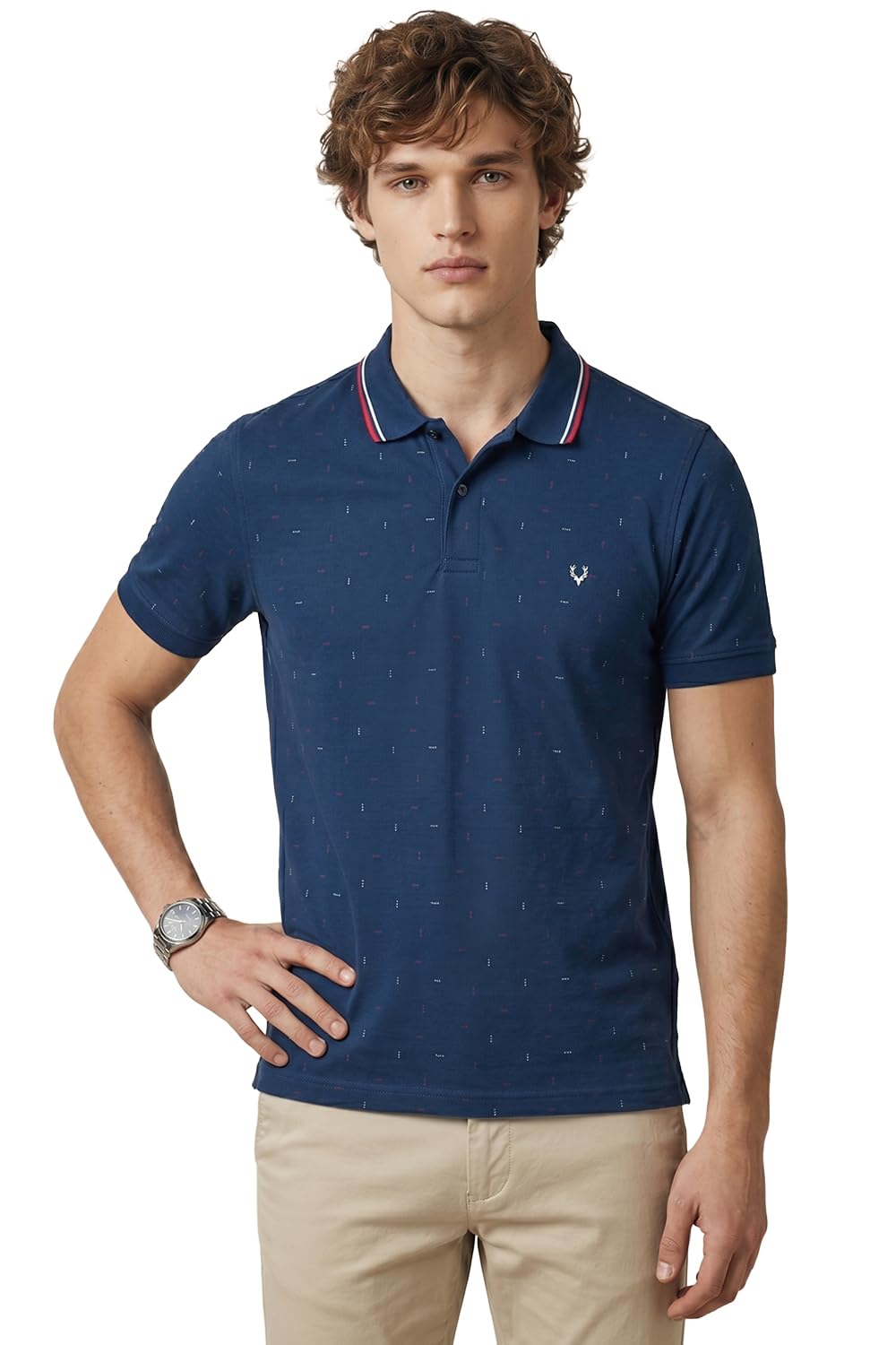 allen solly Men's Regular Fit New Printed Double Colour Polo-picture-40