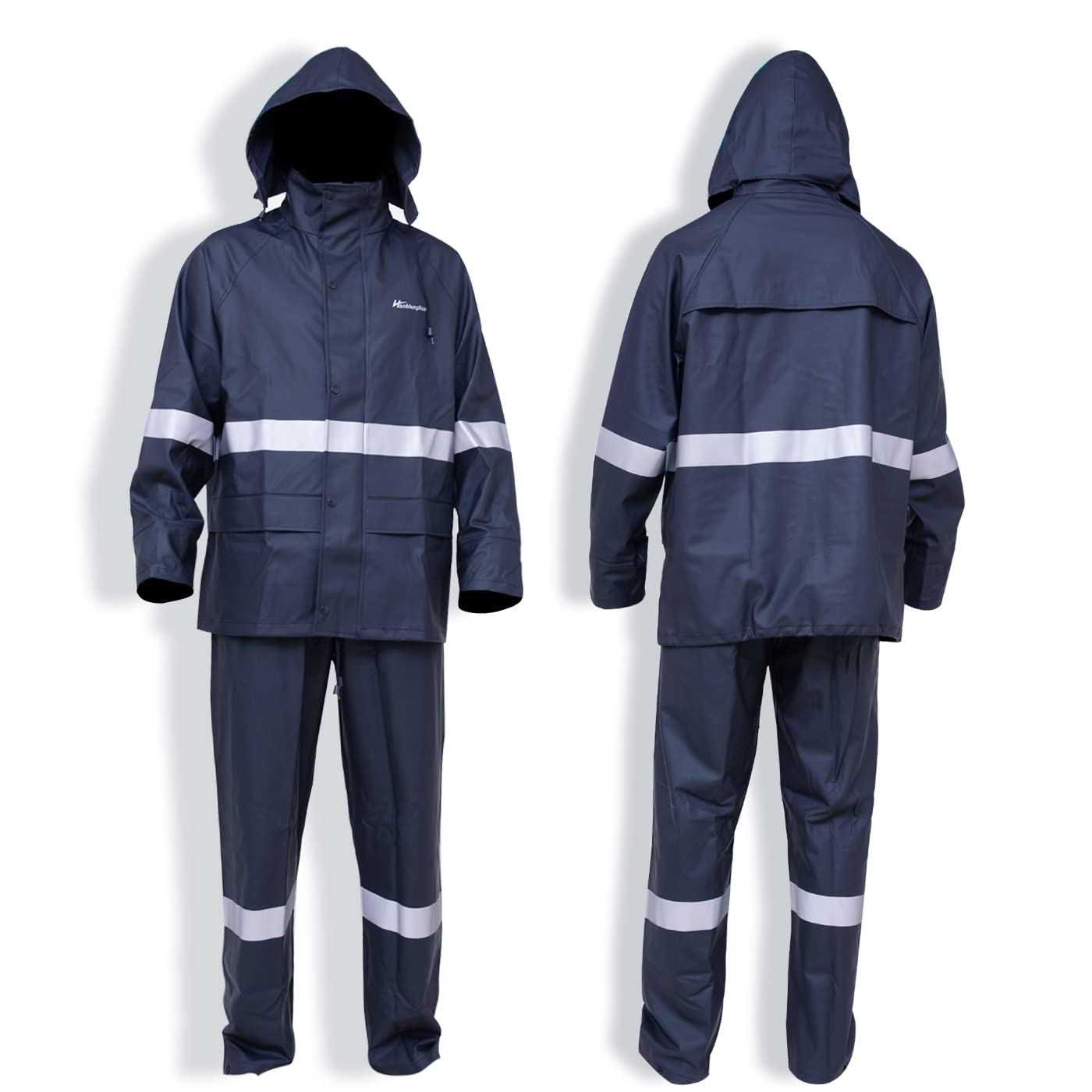 Tuta antipioggia per uomo e donna, pesante, impermeabile, impermeabile (giacca + pantaloni), set con cappuccio antivento, abbigliamento da lavoro