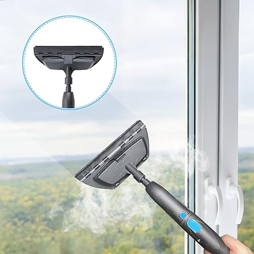 Miniatura 6 de Limpiador de vapor de 1800 W con 19 accesorios, limpiador multiusos resistente con tanque de 1.8 L, máquina de limpieza rodante sin productos