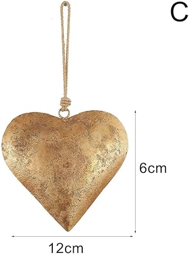 Miniatura 7 de Campanas de corazón de San Valentín, campana decorativa de metal 3D en forma de corazón, campanas decorativas rústicas antiguas con cuerda para