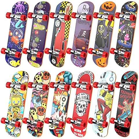 TIME4DEALS Fingerboard Mini Finger Skateboards Toys 12PCS Professional Finger Boards Set Creative Fingertips Movement, Mini Skateboard Starter Kit Finger Sports Party Favors Novelty Toy Gift for Kids Cover