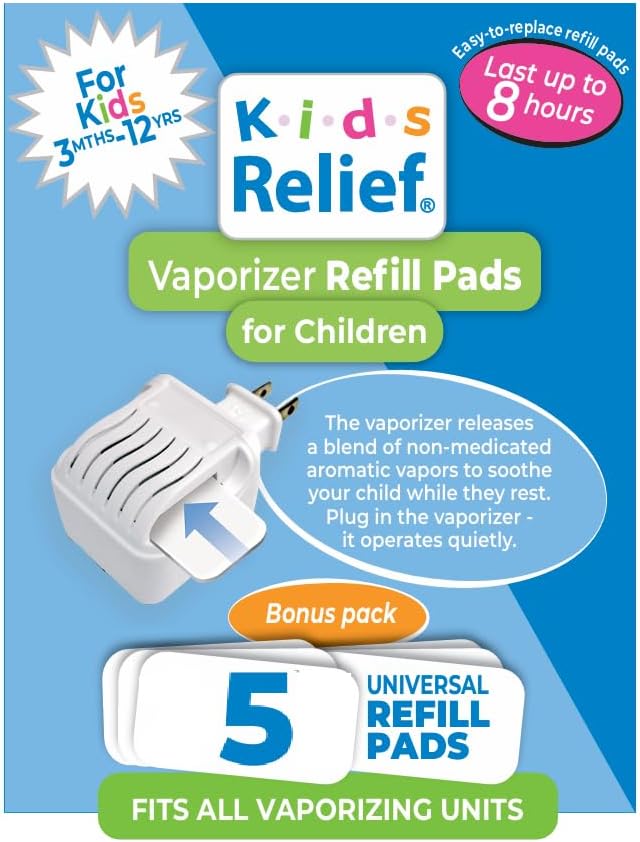 Universal Refill Pads for Plug-in WATERLESS Vaporizer, Soothing Non-Medicated Menthol Eucalyptus Lavender Vapor - Fits All Vaporizers, 5 Count (Packaging May Vary)