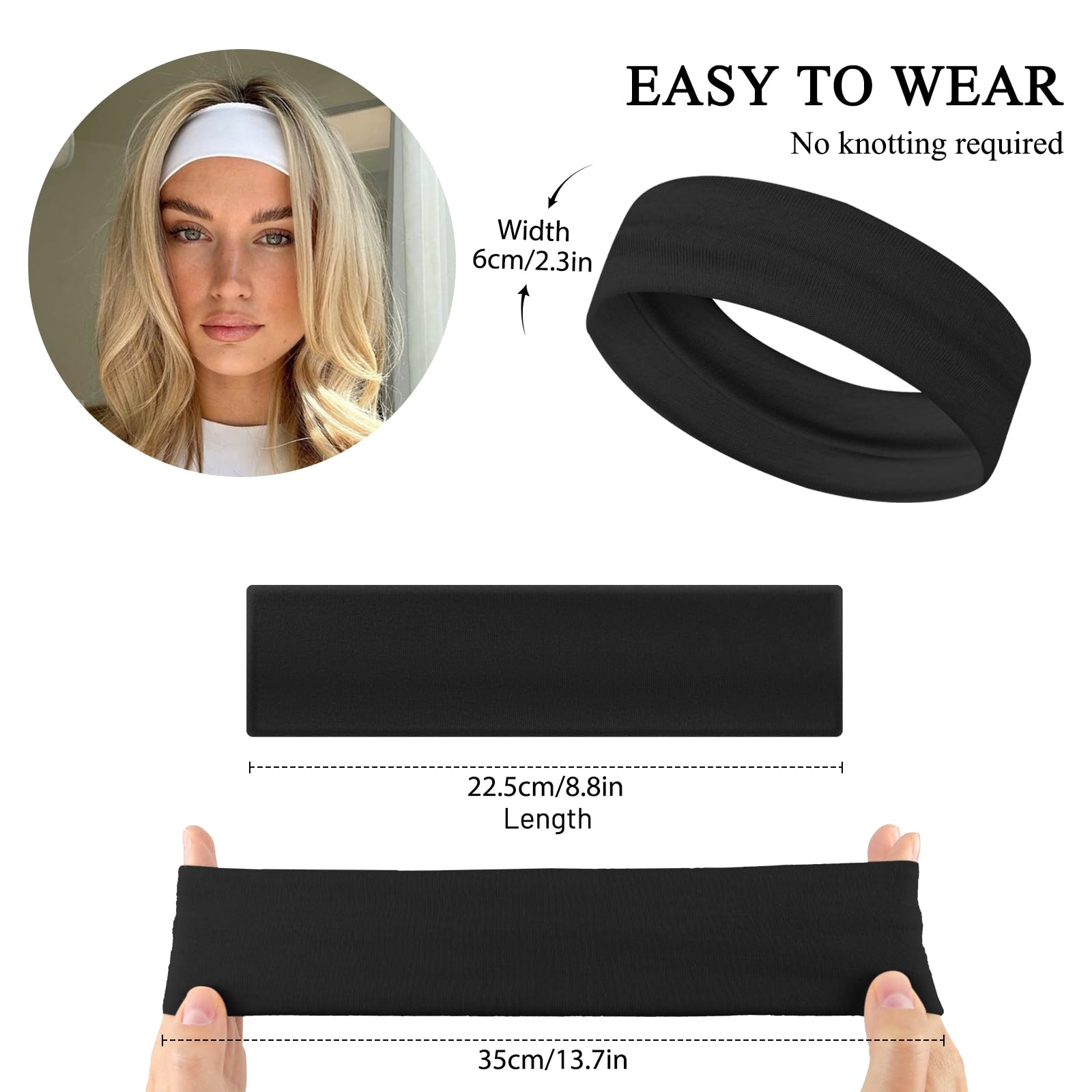 Diadema Deporte 7 Piezas Turbante Absorber Sudor Bandana Transpirable Headband para Yoga Correr