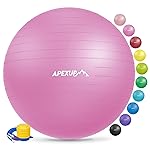 APEXUP Yoga Ball Exercise Ball, Anti Slip Stability Ball Chair, Heavy Duty Large Gym Ball for Fitness, Balance, Core Workout and Physical Therapy (M (19~22) 55cm, Fuschia)