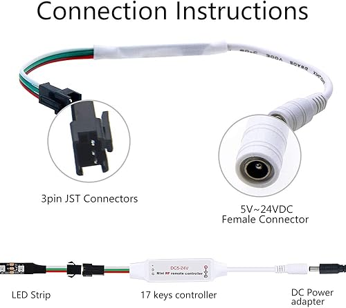 Miniatura 2 de ALITOVE WS2812B WS2811 Controlador LED direccionable RF Remoto inalámbrico Mini Controlador 524V DC para WS2812 WS2811 Color Dream Color Rainbow RGB