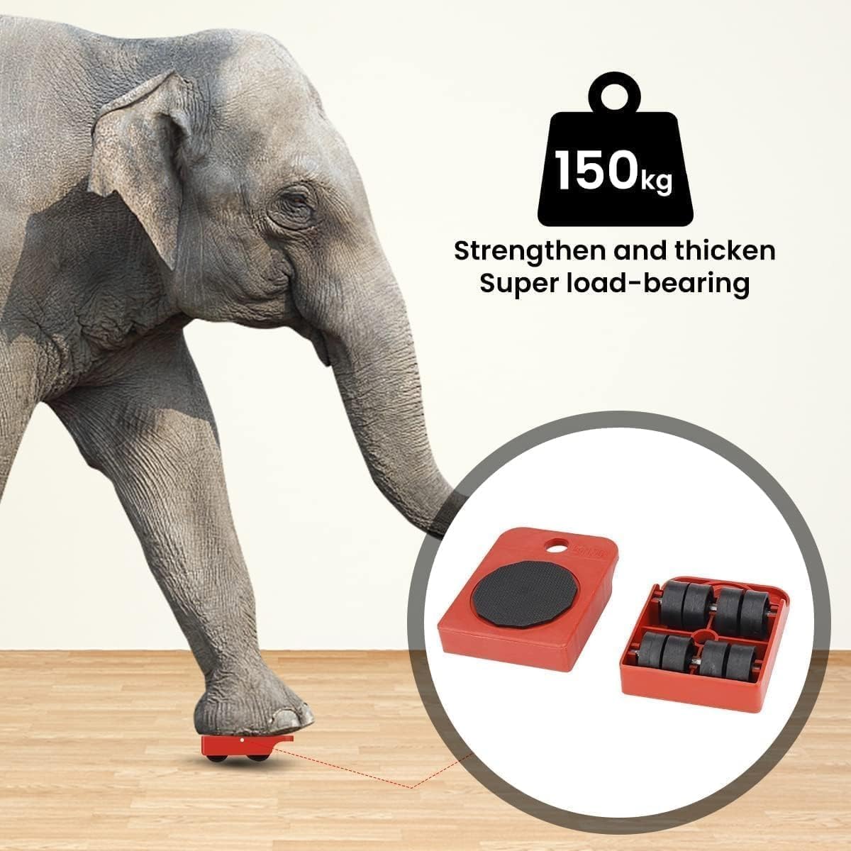 SHIFRA® Heavy-Duty Furniture Moving Wheel Pads – Easy & Safe Slider Tool for Shifting Washing Machines, Fridge, Sofa & Wardrobes – Max Load 150KG/331LBS (Pack of 4, Only Wheel Pads)