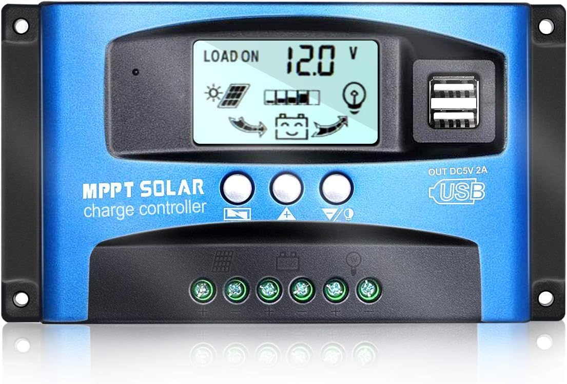 MPPT Solar Charge Controller 30A 12V/24V Auto, Solar Panel Intelligent Regulator with Dual USB Port LCD Display for Lead Acid Batteries-image-41