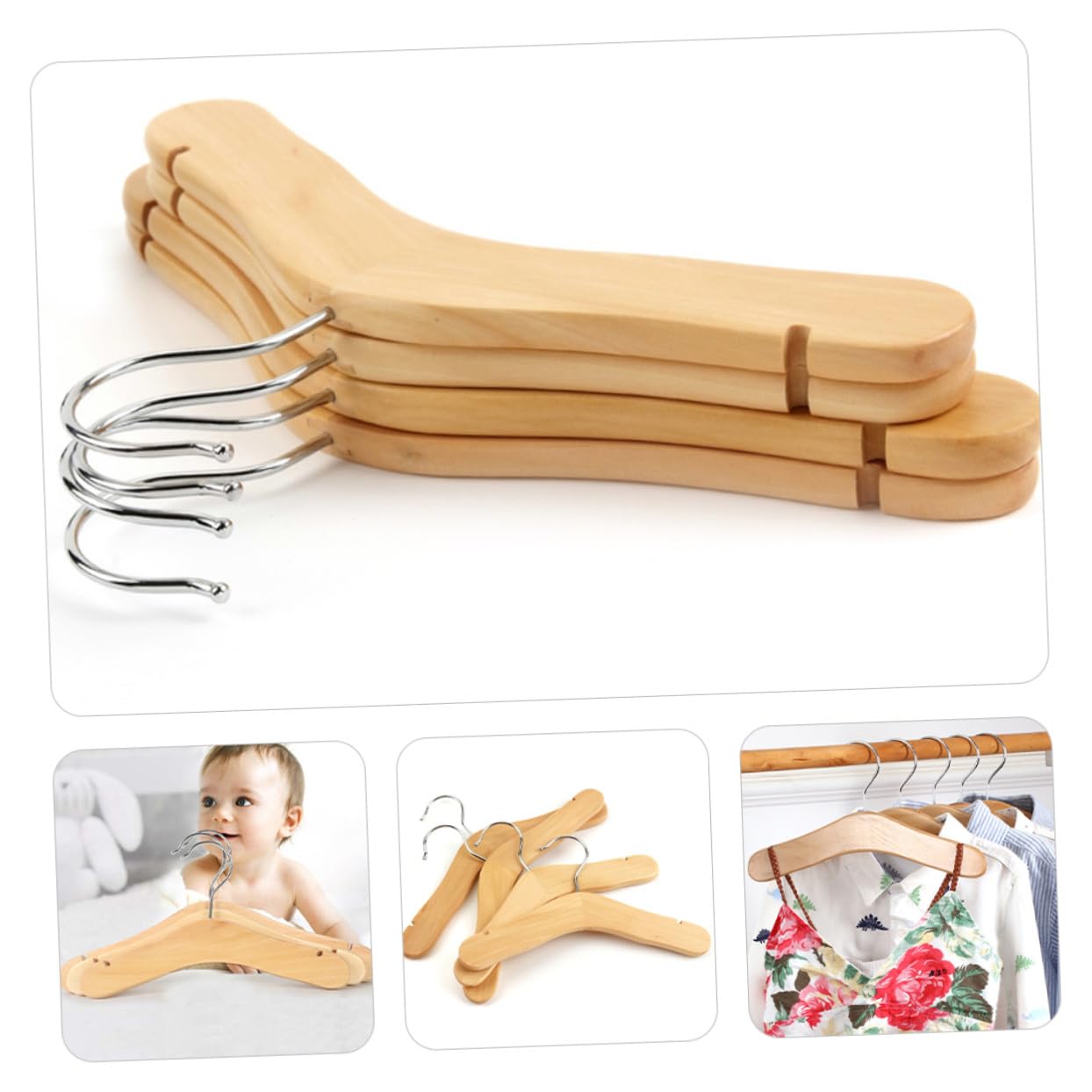 Perchas de Madera para Niños 5 Piezas, Perchas Pequeñas
