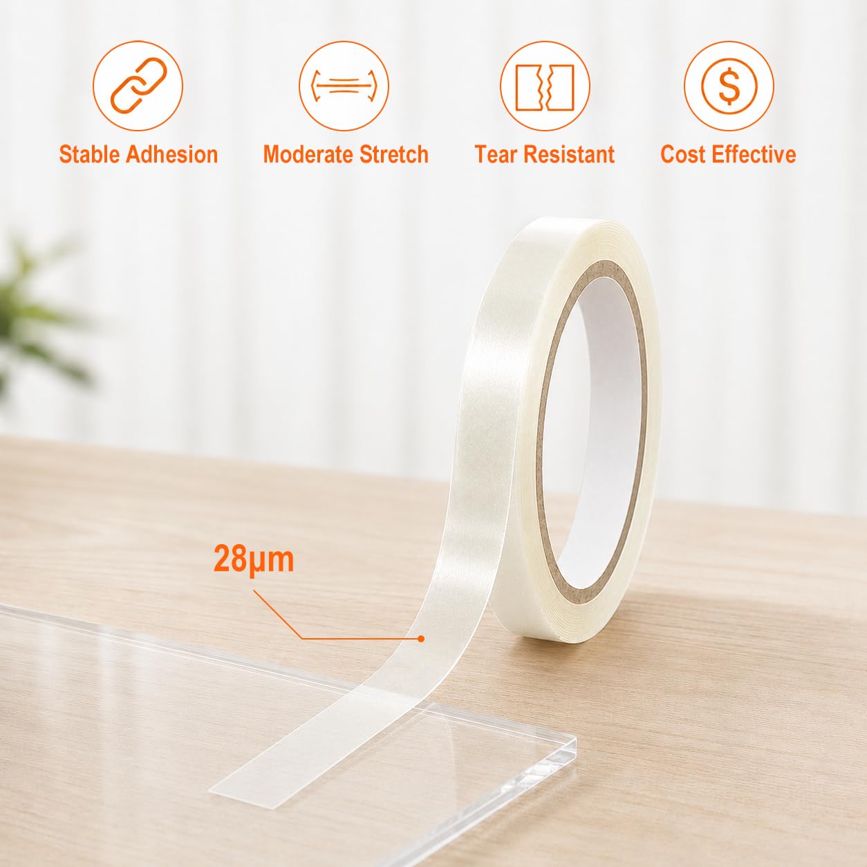 Lot de 36 Rouleaux Ruban Adhésif d’Emballage 25 mm x 66 m Transparent, Épaisseur 28μm, avec Dérouleur Métal Robuste, Ruban Colis pour Cartons, Déménagement et Expédition