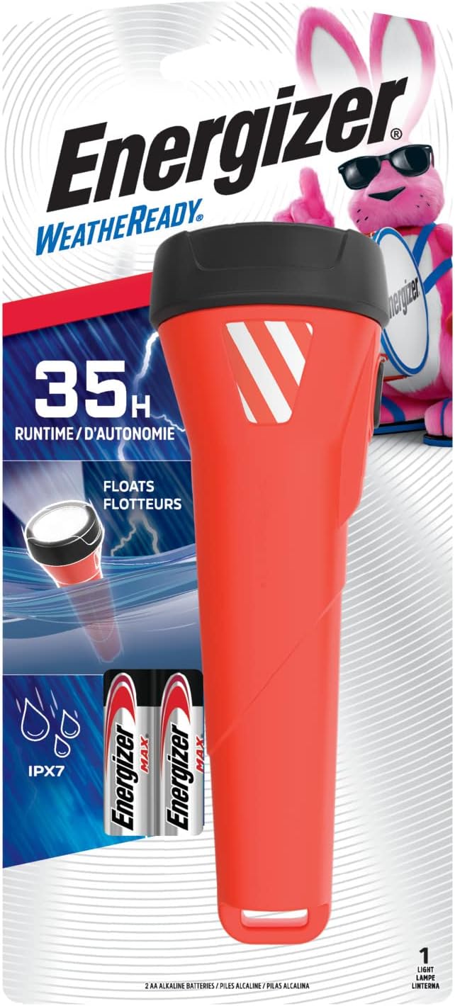 Waterproof LED AA Flashlight, Weatheready Floating Light, 35 Hour Run Time, 55 Lumens (Batteries Included)