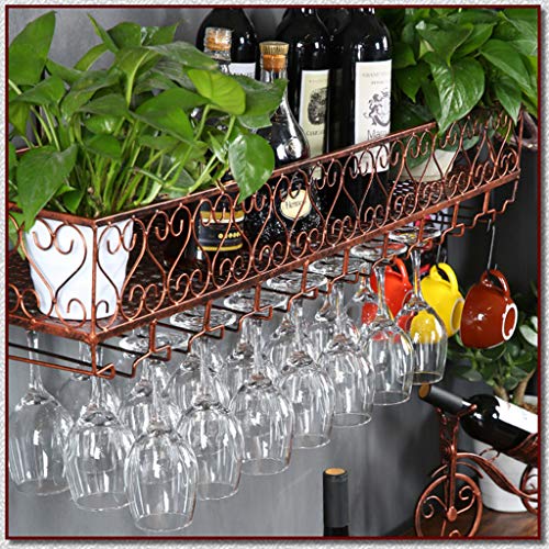 Casier à vin mural en métal marron et support verres pour déco cuisine - 6