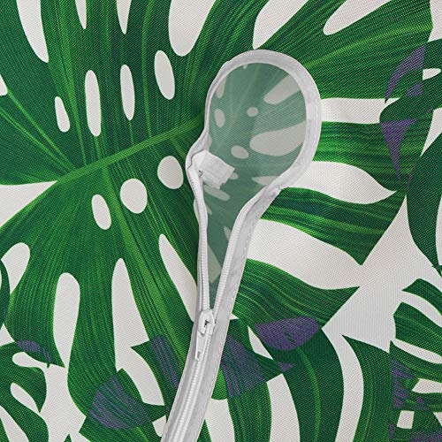 Colorbird Spring & Summer Palm Leaf Outdoor Tablecloth Waterproof Spillproof Polyester Table Cover With Zipper Umbrella Hole For Patio Garden Tabletop Decor, 60" Round, Zippered #TOP2