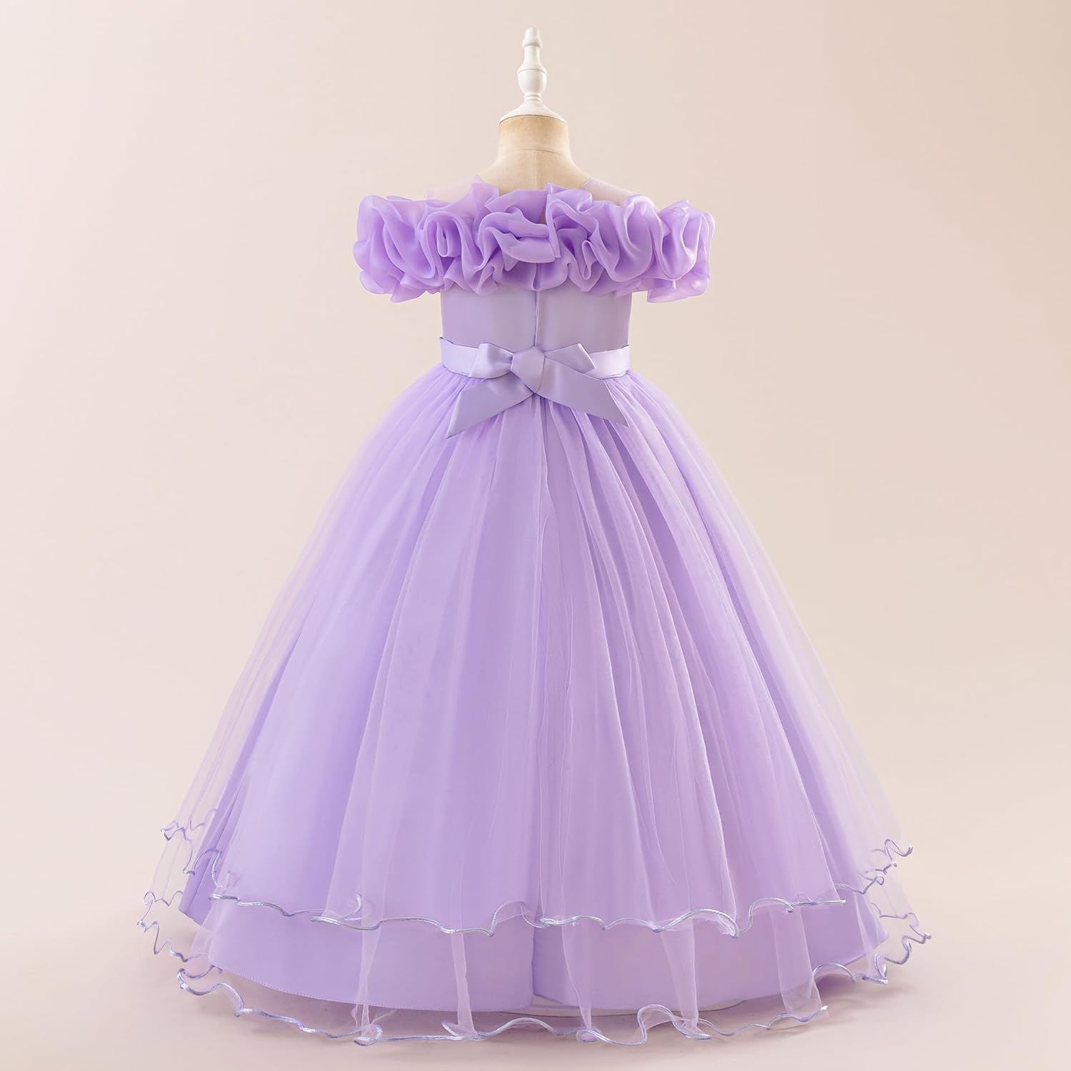 Flower Girl Dresses Lace Embroidery Off The Shoulder Tulle Dress Communion Pageant Wedding Dance Gown
