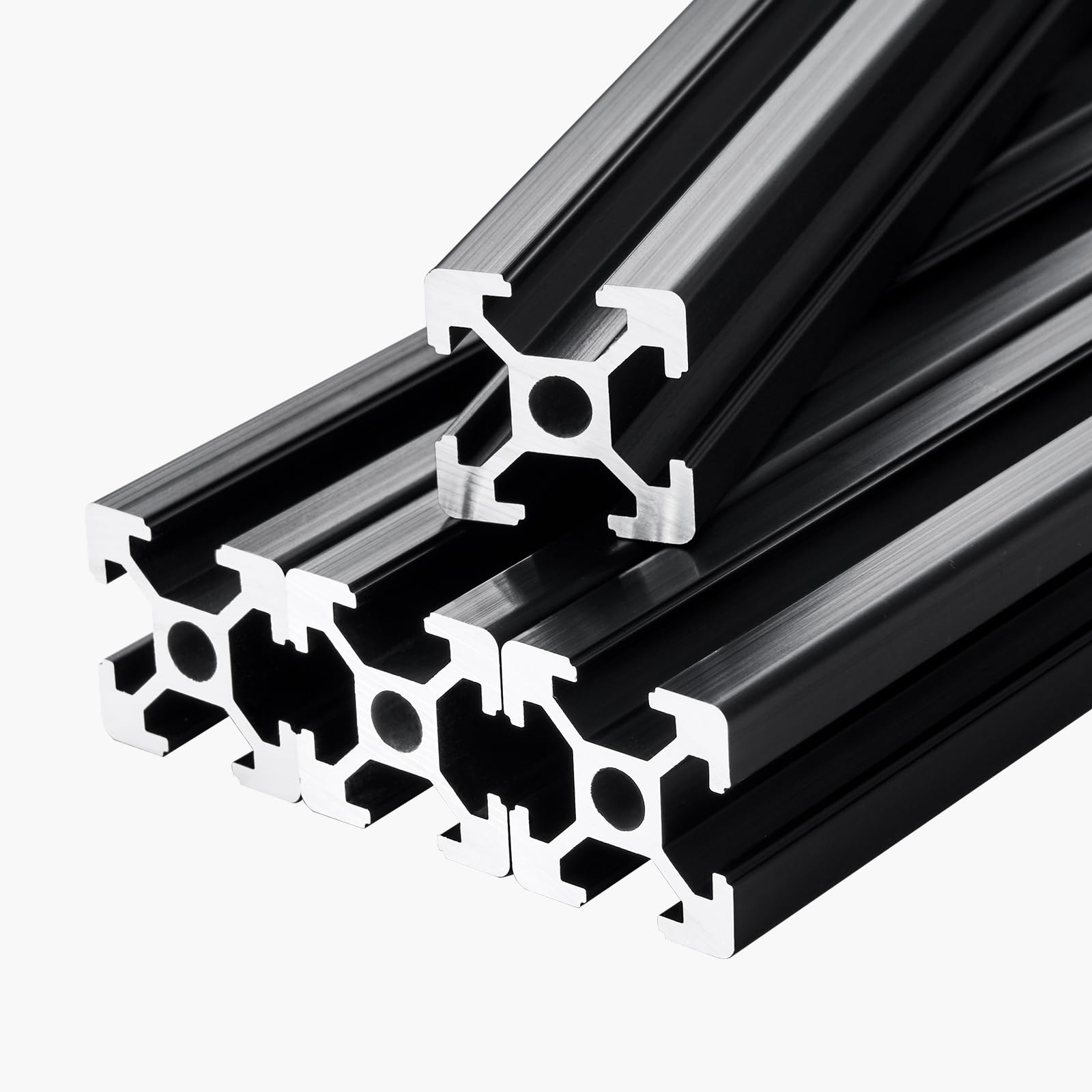 VEVOR 4 Piezas Perfiles de Extrusión de Aluminio 2020 con Ranura en T de 1200 mm, Riel Lineal Anodizado de Alta Resistencia para Impresora 3D, Máquina CNC (DIY), Grabado Láser, Color Negro