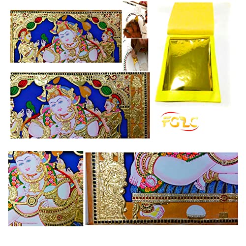 Image of Tanjore Painting Gold Foils 6x4 inches Big Size Booklet 25 Gold Leaf foils Sheets for Thanjavur Painting Tanjore Painting Kundan Works Mysore Painting Arts Crafts Decoration Calligraphy Mandir Frames