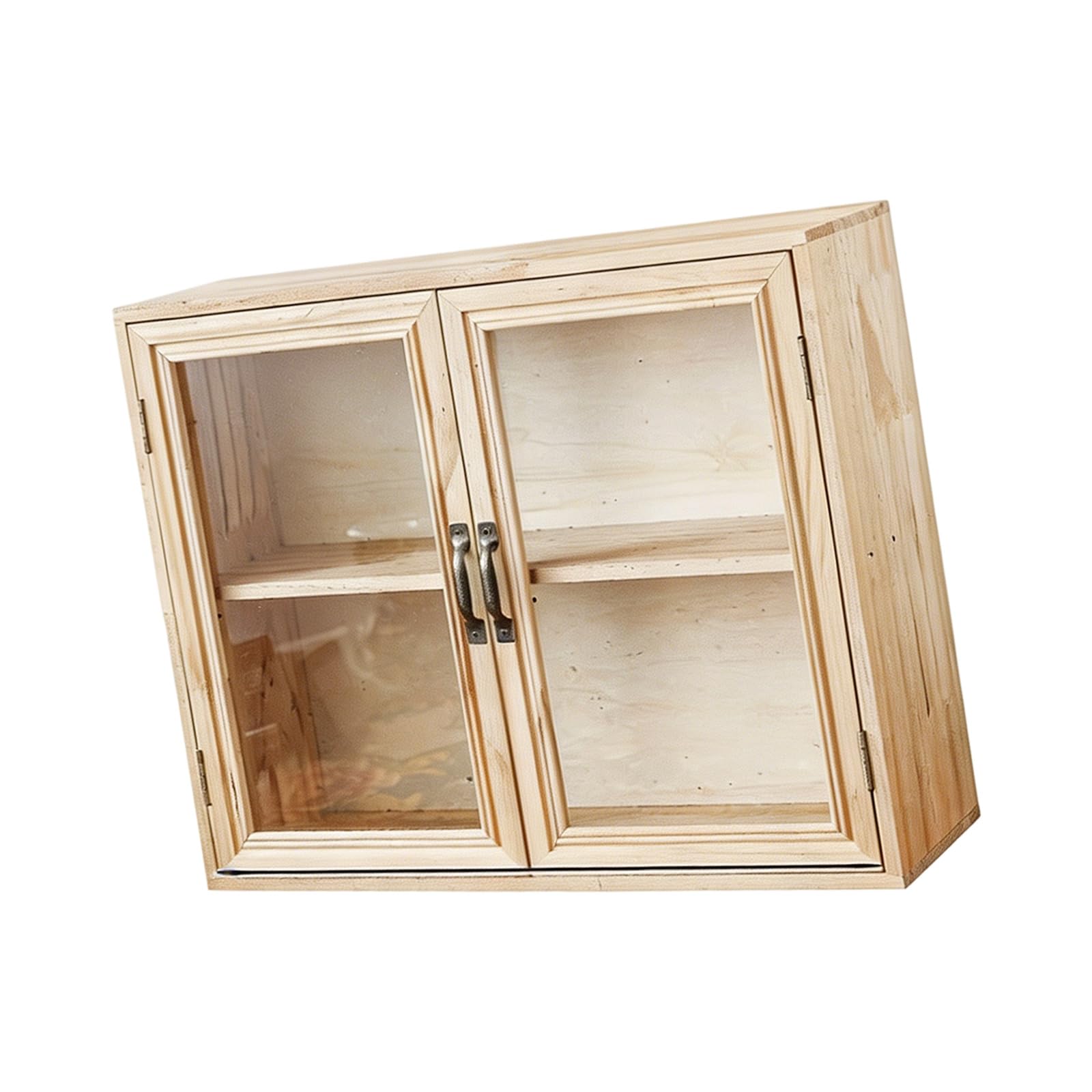 Tsophreniq Wooden Storage Cabinet for Desk and Countertop, Transparent Door Organizer for Cosmetics, Kitchen and Collectibles Counter Shelf