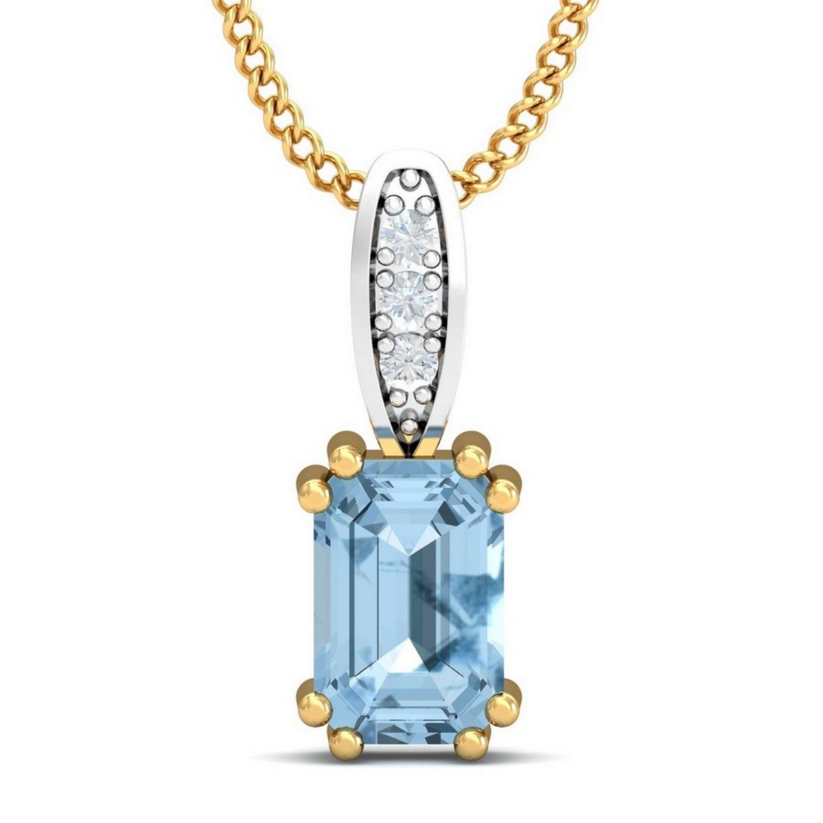 18KT Yellow Gold Meridian Topaz Blue Pendant for Women-image-14