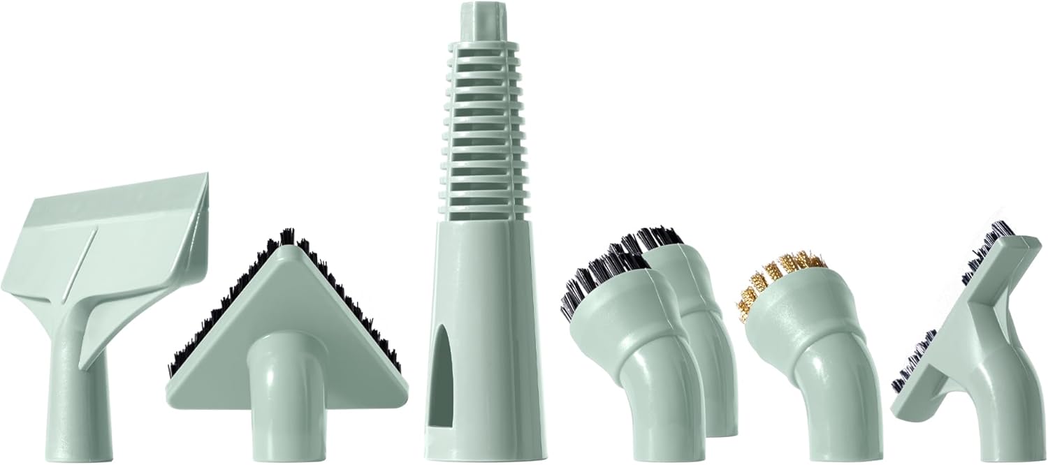 Newbealer 7 Pieces Replacement Accessories for All-in-1 Steam Mop & Detachable Handheld Cleaner NB602N - Triangle, Brass, Gap, Nylon Brushes, Steam Jet Nozzle and Squeegee, Mop Parts Brush Heads 7pcs