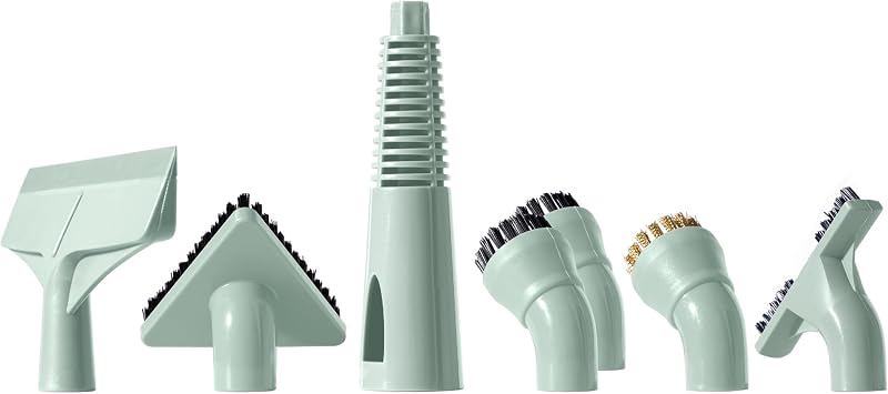 Newbealer 7 Pieces Replacement Accessories for All-in-1 Steam Mop & Detachable Handheld Cleaner NB602N - Triangle, Brass, Gap, Nylon Brushes, Steam Jet Nozzle and Squeegee, Mop Parts Brush Heads 7pcs