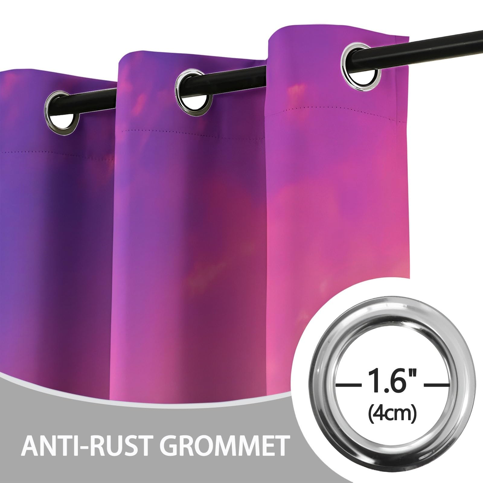 Rideaux Longs 140L X 260H cm (2 Panneaux), Nuages De Rêve Imprimé, Tissu Occultant Épais pour Grand Salon et Loft, Rose Violet