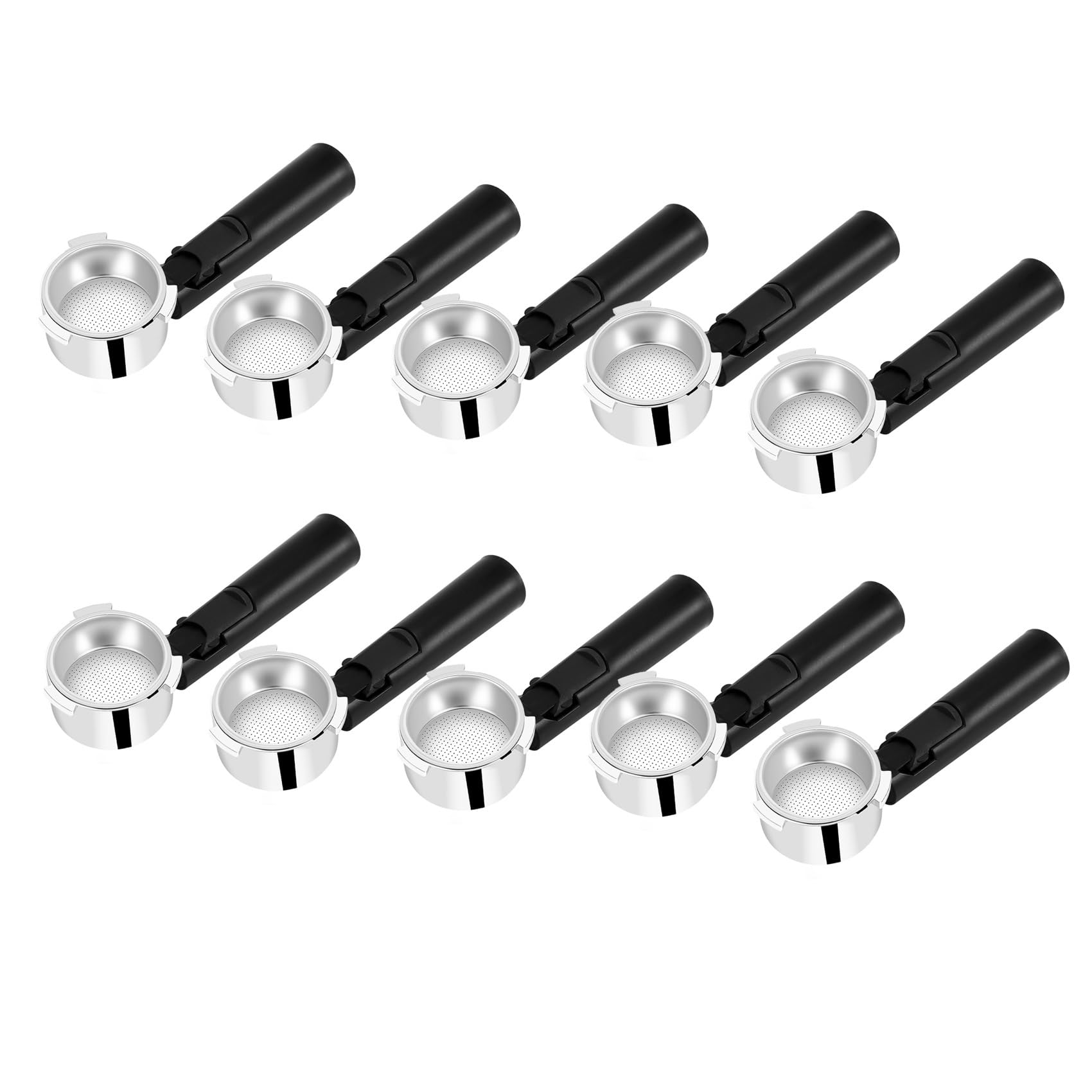 Hndhbfgrt 10 Pcs 51mm Stainless Steel Bottomless Coffee Portafilter for Professional Coffee Maker Accessory