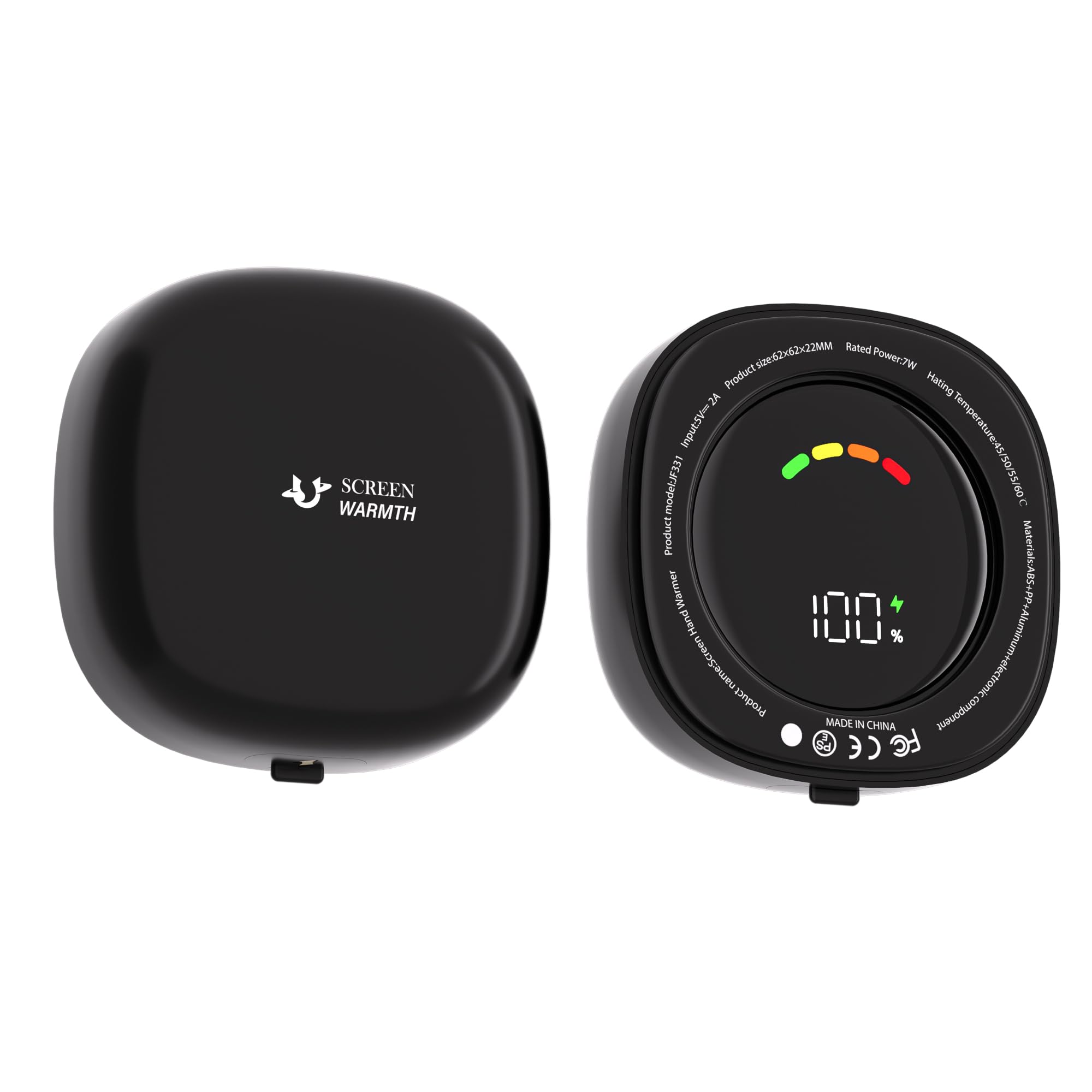 Lot de 2 mini chauffe-mains ronds rechargeables, réutilisables, chauffe-mains portables pour homme et femme, équipement de camping en plein air, chasse