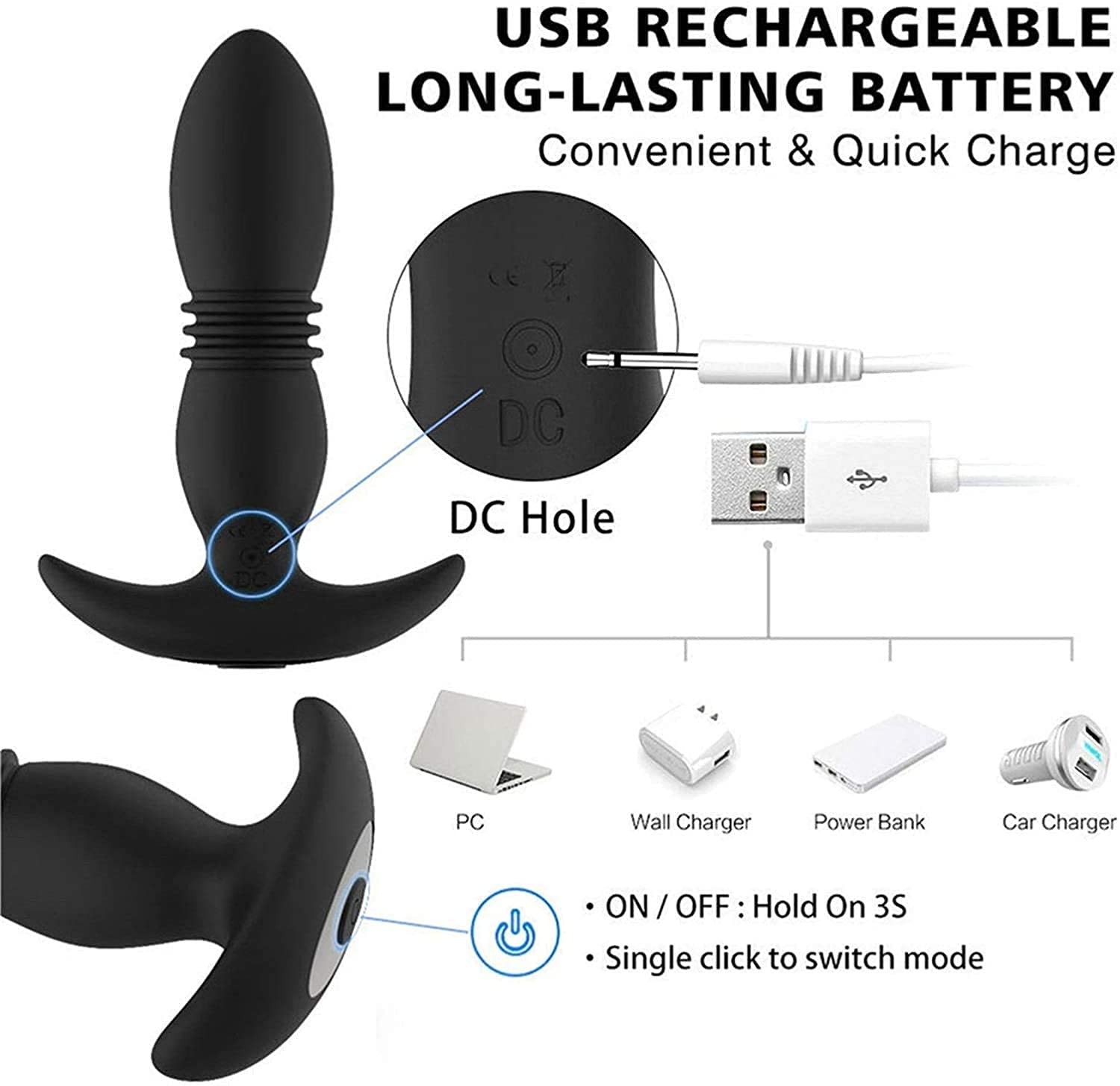 Massêur de Prostâte Homme Gôdé va et vient 10 Modes de Vibration & Télescopiques Plùg pour Plaisir Femme Sextoyspour pour Femme Ànalé Plüg Vîbrânt Stimulâteùr masseur prostatique