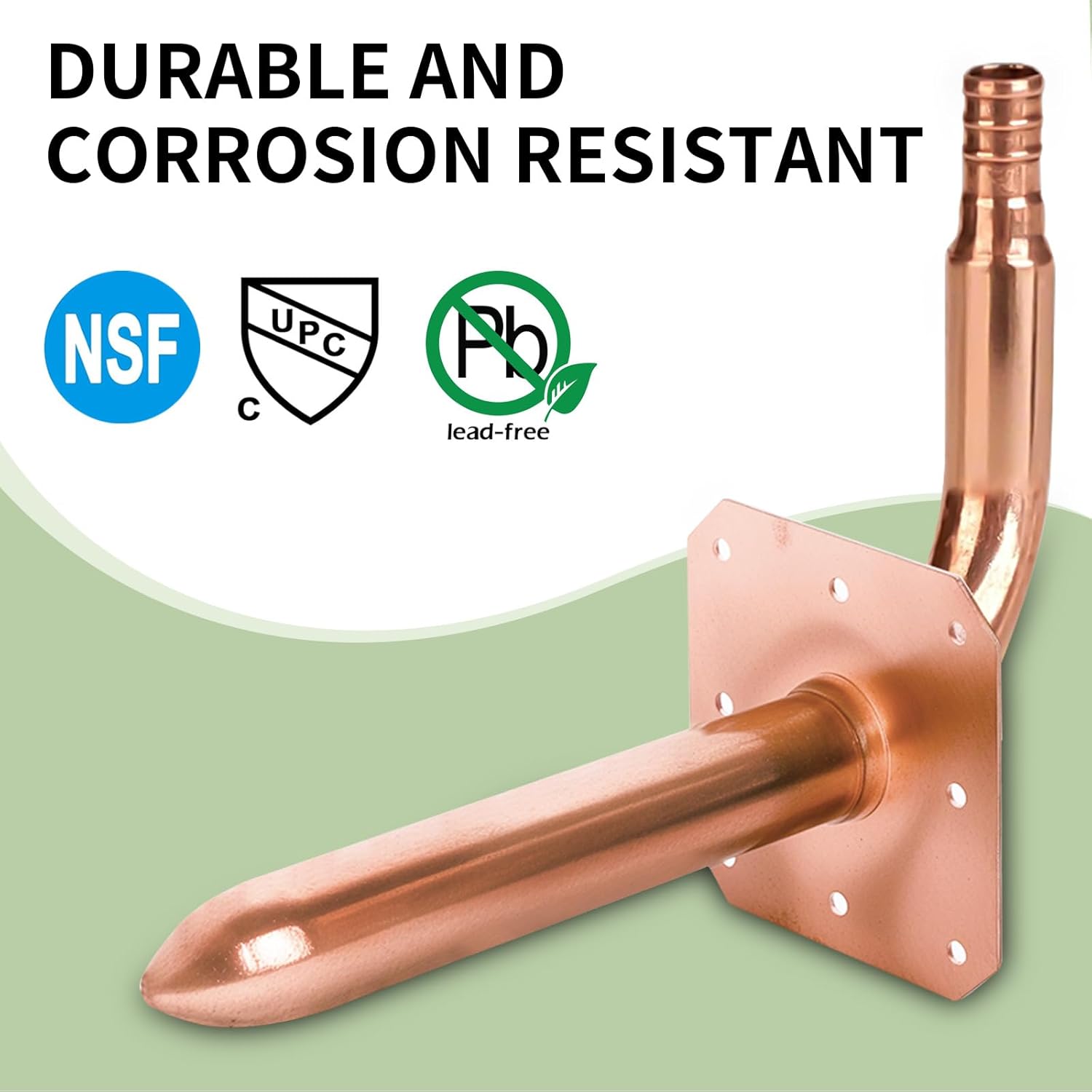 Improved Stability Design — Upgraded Hydraulic-Pressed Copper Alloy Flange Copper Stub Out Elbow, 1/2" × 6" PEX Stub Out with Wall Flange, PEX-B/C Crimp Barb Pex Fittings, ASTM F1807, 10-Pack