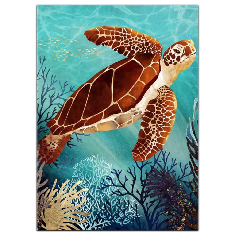 Diamond Painting Kits for Adults and Kids,Sea Turtle DIY 5D Diamond Painting Drill Round Crystal Rhinestone Diamond Arts Kits for Beginners Diamond Painting Used for Home Wall Decor Gift 12"x16"