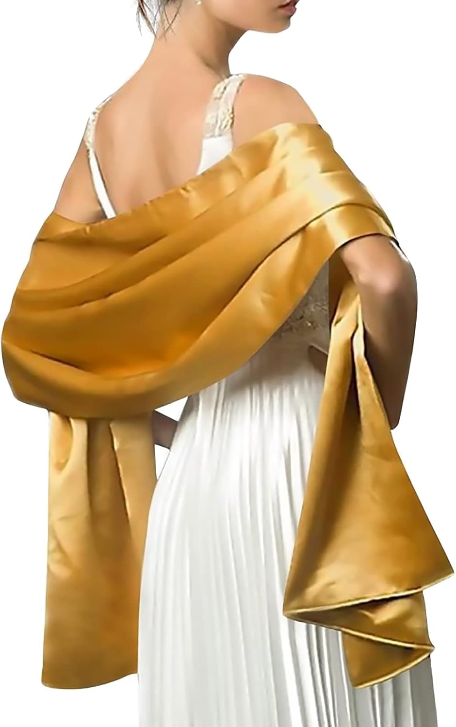 【結婚式、二次会に！】フォーマルドレスと金色のショールのセット ショール 6色 シフォン 花 パーティードレス ワンピース 結婚式