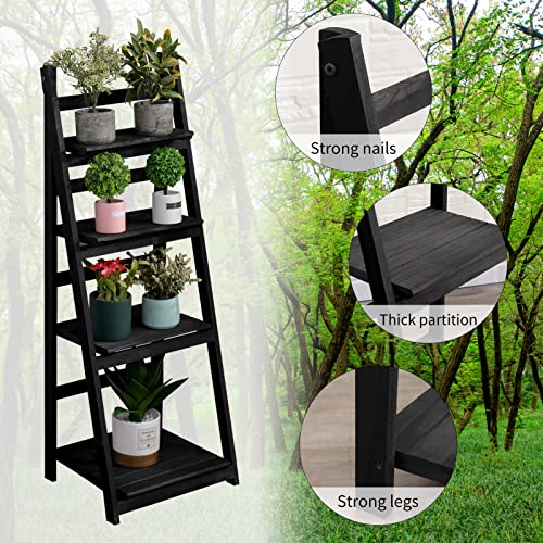 Babion Ladder Shelf, 4-Tier Home Office Ladder Shelf, Small Bookshelf, Leaning Bookshelf Ladder Bookcase Plant Shelf Indoor, Standing Ladder Shelf For Living Room Bathroom Bedroom #TOP7