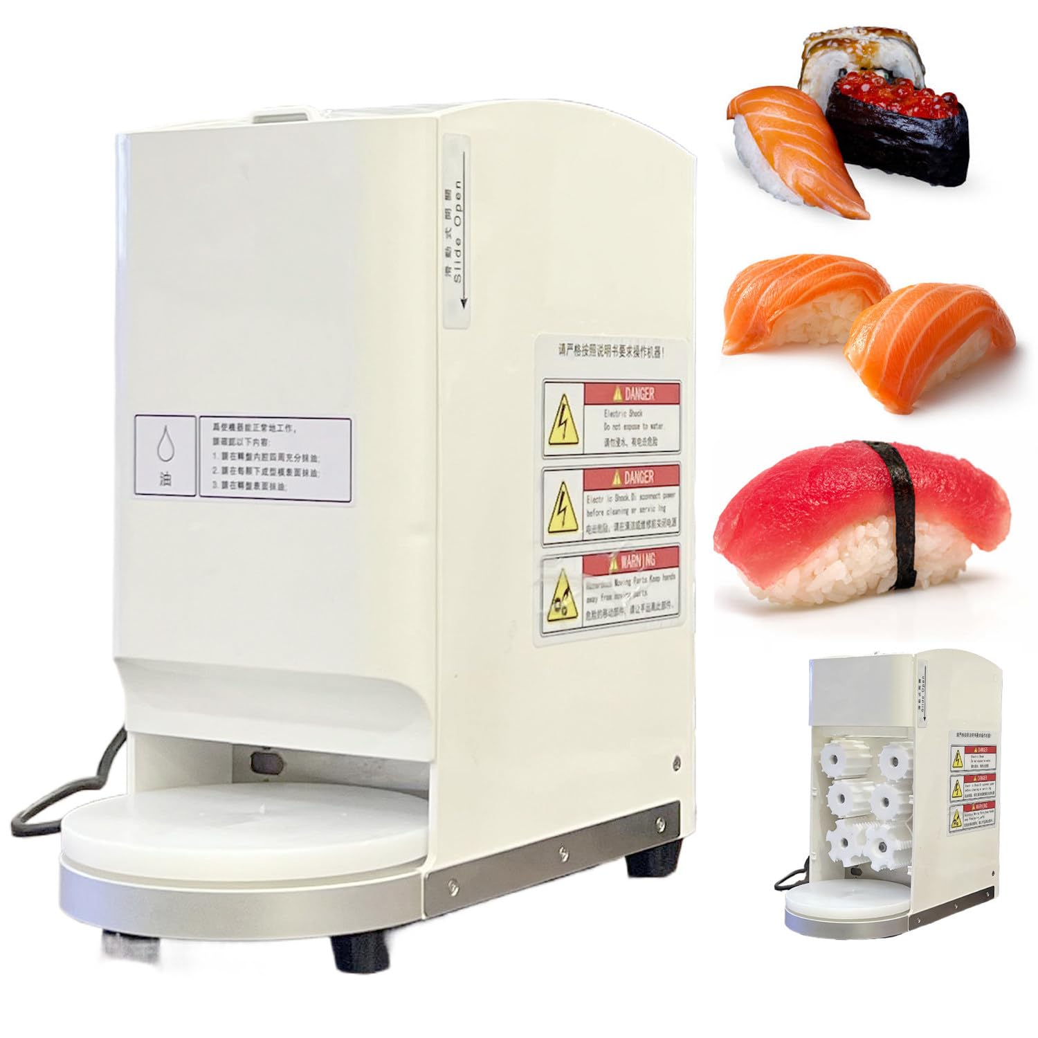 Commercial Nigiri Rice Press 20g Moisin Auto Shaper 1200 Pcs/HR Densité Réglable Compact Portable Sushi Maker pour Restaurant Prap