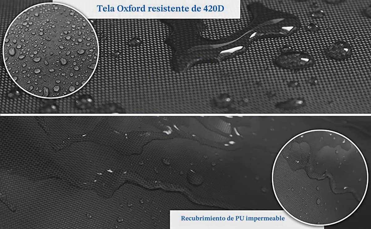 Funda para muebles de patio, 4 piezas, funda de mesa de jardín de tela Oxford 420D resistente con ventilación de aire, juego de muebles de patio a prueba de viento con 2 hebillas a prueba de viento