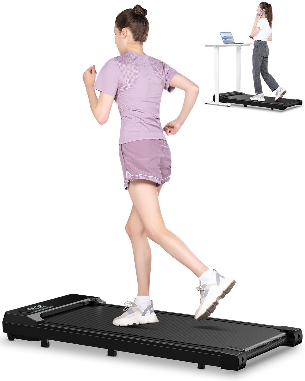 Bigzzia Walking Pad Treadmill, 2.5HP Motor Treadmills, Under Desk Treadmill for Home/Office with LED Display & Remote Control, Lightweight Design, 120kg Capacity, Adjustable Speed, No Assembly