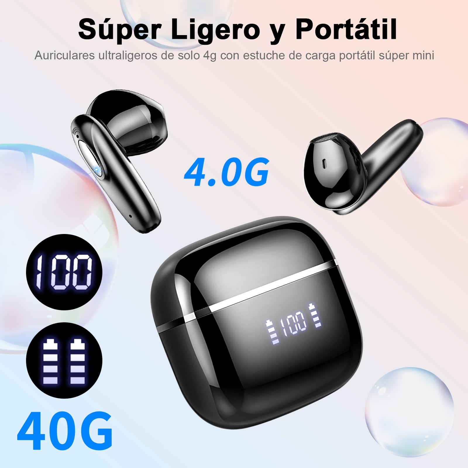 Auriculares Inalambricos Bluetooth, 40H Auriculares Bluetooth 5.3 Con