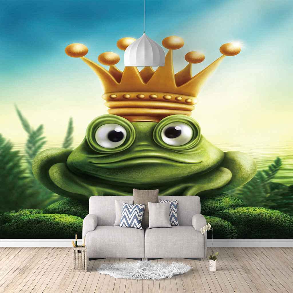 Toile murale chambre salon au format 400x280 cm avec papier peint autocollant grenouille 3D
