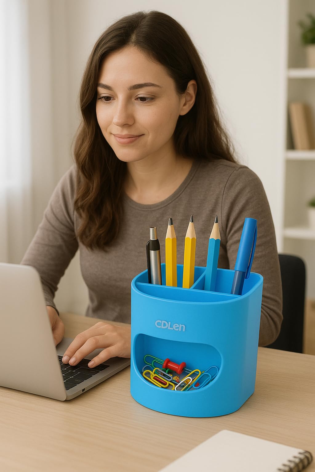 AccuPrints Pen & Pencil Holders and Stationery Organiser Holder I 3 Compartment Plastic Case Holder I Multi-Functional Storage & Display Stand for Home, Office Table Accessories (Sky Blue) (A5P2) 2