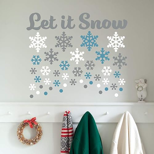 Miniatura 3 de Paper Riot Co. Let It Snow Copos de nieve calcomanías de pared de Navidad para vacaciones, adhesivo extraíble para aula, habitación de niños,