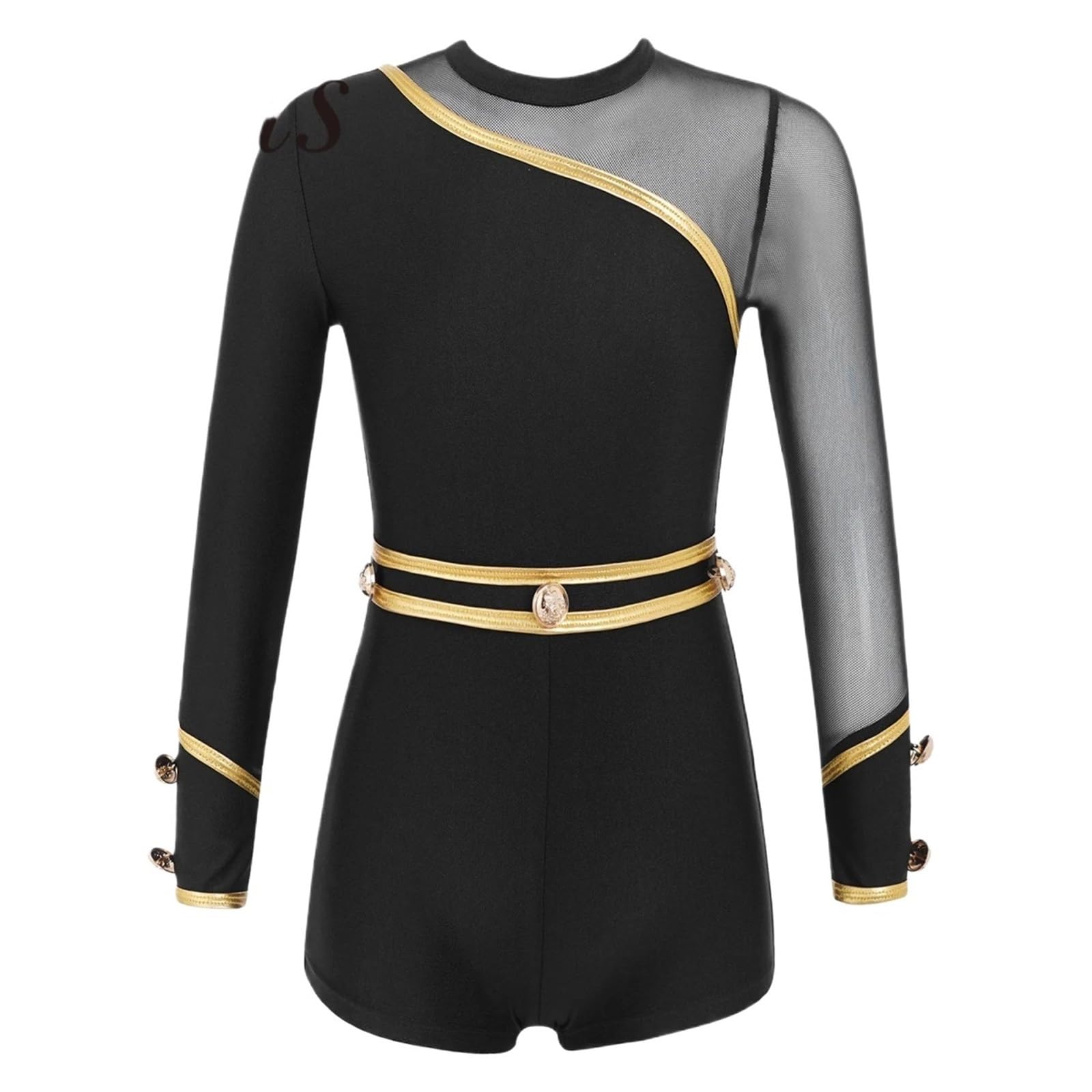 Maillot de Gimnasia Leotardos de Baile de Empalme de Malla de Manga Larga for niñas, Leotardos de Ballet for niñas, Mono for Gimnasia, Ropa de Baile de Rendimiento(Black,16)