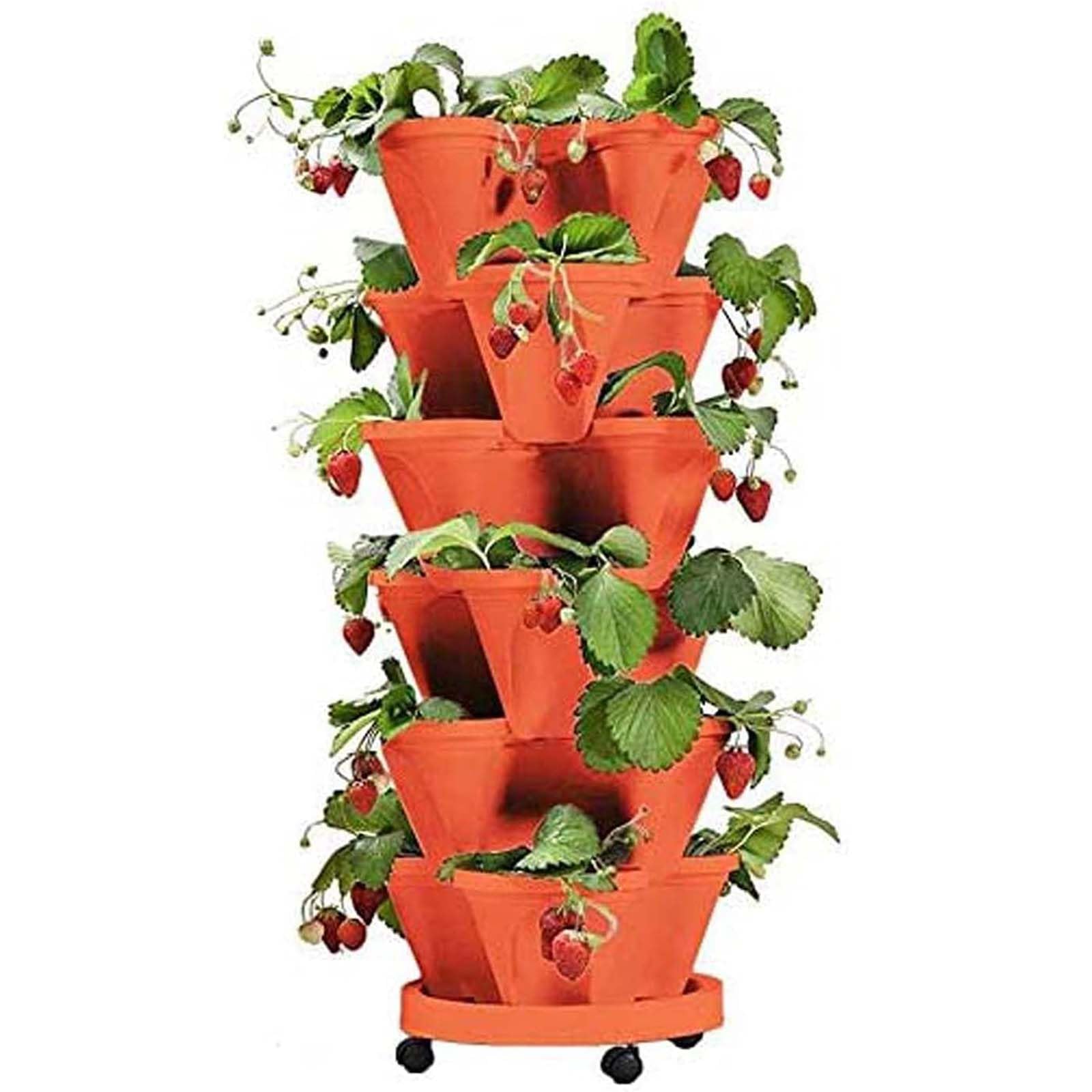 ZJTBDATG Stackable Planter Vertical Tower Garden Planter Strawberry Planter Indoor Outdoor Planters 3 4 5 6 Tier Garden Tower Herb Planter for Growing Vegetables and Succulents,D,5pcs