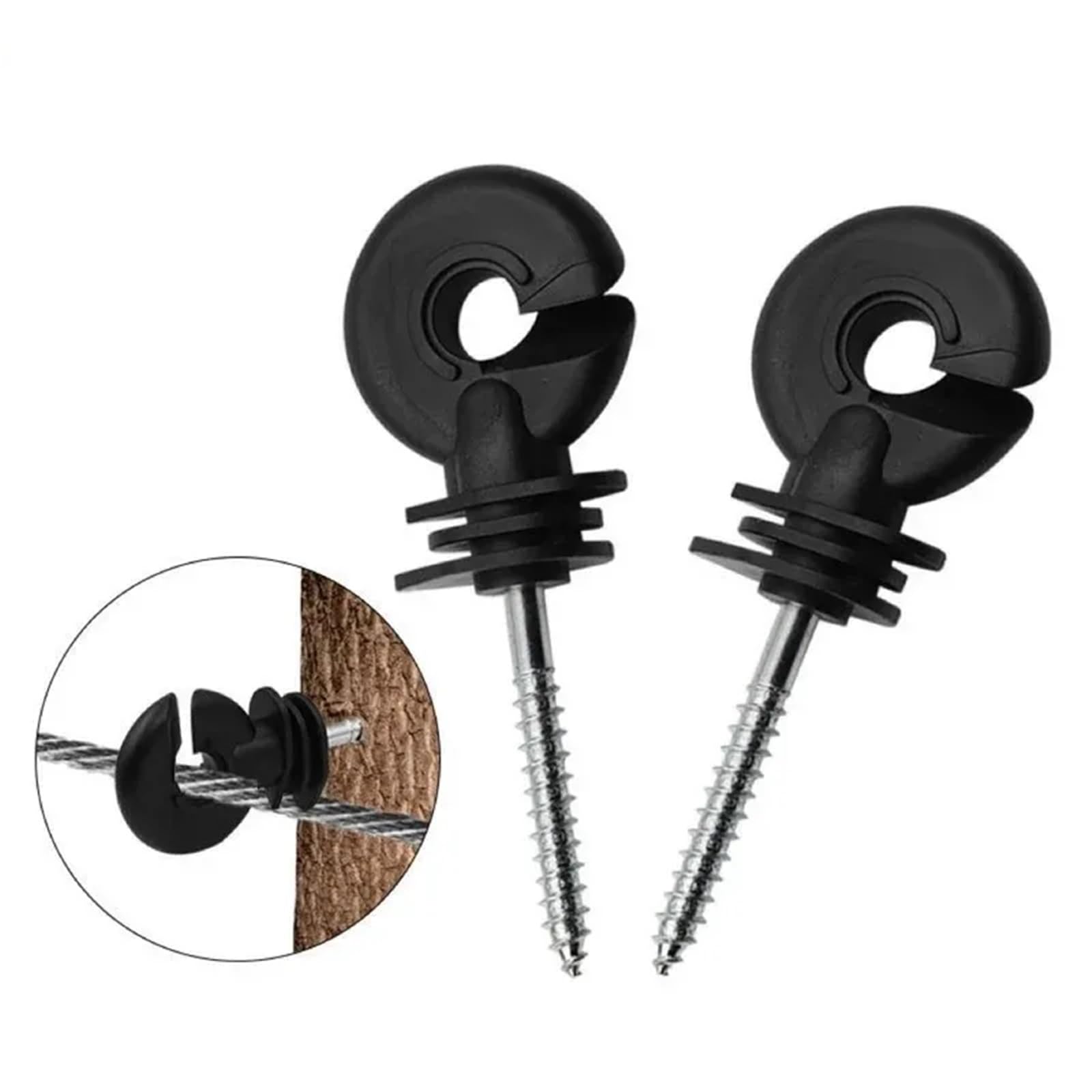 100 stücke Elektrische Zaun Offset Ring Isolator Holz Post Fechten Schraube Band Draht Isolatoren Sicher Garten Gebäude Zubehör Für Seile