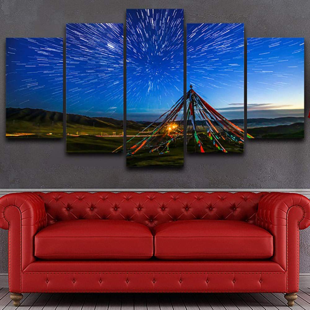 Modular pictures para cubrir paredes vacías del salón con paisajes de estrellas y lobos