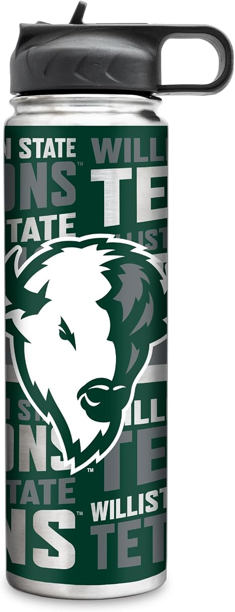 Rico Industries NCAA Williston State Tetons Vaso de acero inoxidable estándar de 22 oz con tapa, ideal para café, té, agua o cócteles