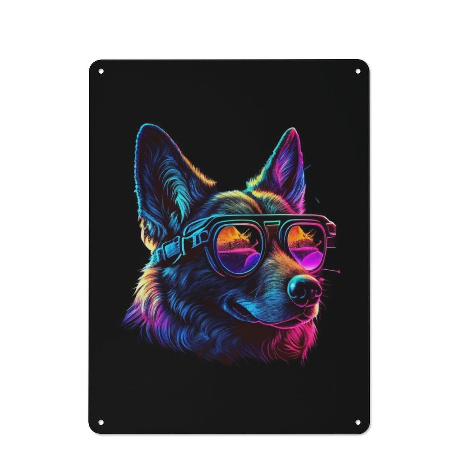 Junmoney German Shepherd Rustic Tin Wall Plaque 40X30cm For Living Room Wall, For Kitchen, Dining Room And Home Bar Wall Decor