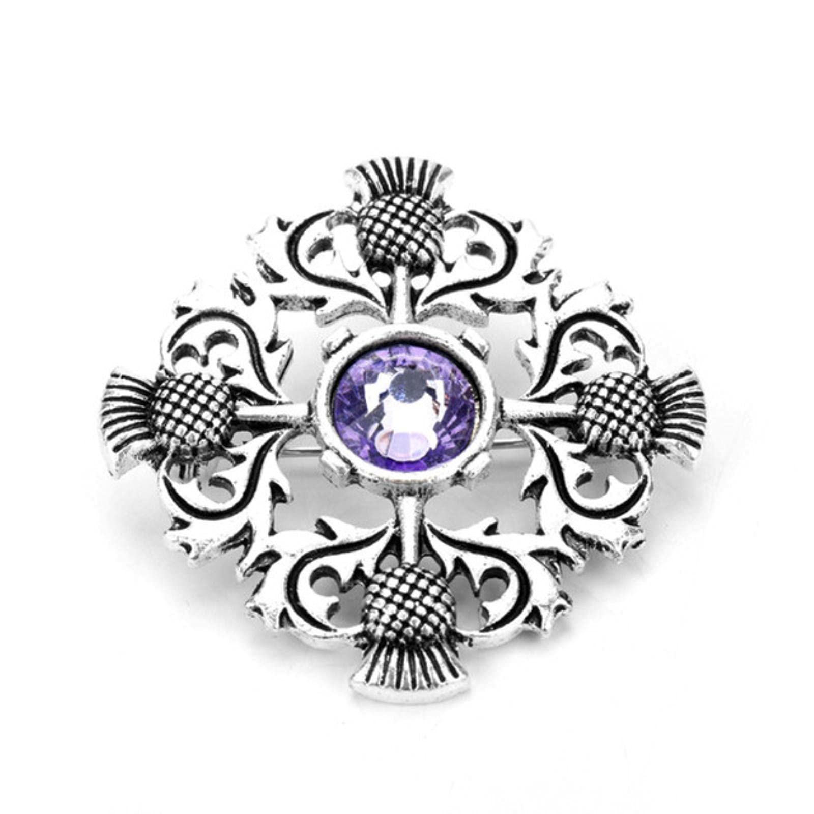 Hcma Women's Silver Outlander Brooch Thistle Celtic Knot Kilt Pin Brooch Scottish National Flower Brooches Men Viking Norse Jewelry