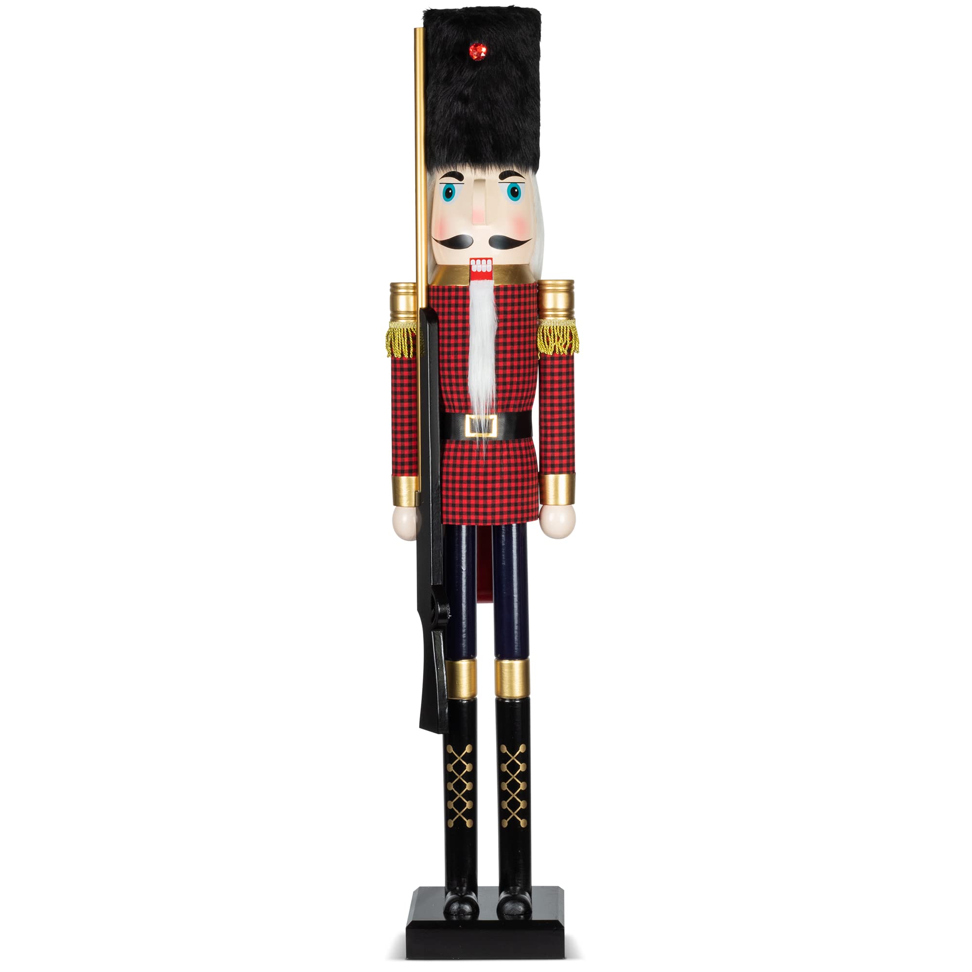 KI Store 120 cm Navidad Cascanueces tamaño natural grande XXL madera Cascanueces Figura Decoración navideña (búfalo)